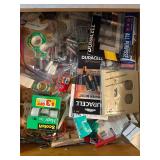 Assorted batteries, tape, etc.