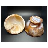 Vintage caramel imperial slag glass candy dish