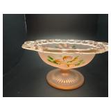 Vintage pink mist frosted painted depression glass