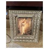 Vintage metal religious lighted picture