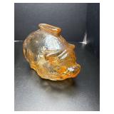 Vintage Marigold carnival glass, piggy bank & dish