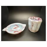 Vintage Akro Agate ashtray & cigarette holder