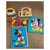 Vintage Mickey Mouse puzzle and toys