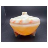 Vintage Akro Agate Uranium orange powder jar