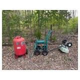 30 Gallon Air Comp tank, hose reel, seed spreader