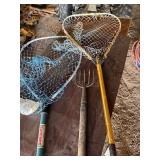Vintage Fishing nets, frog gig, stringer
