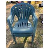 3 Green  Outdoor chairs