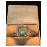 Antique cocktail ring with large blue gemstone