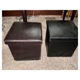 (2) Faux Leather Storage Ottoman/Footrest