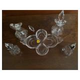 Vintage Tiffin glass five piece cruet set