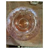 Vintage etched pink depression console bowl