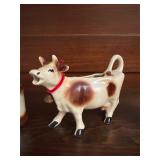 Vintage cow creamer, salt & pepper & crock