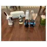 Vintage Donkey trinket, green glass holder
