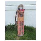 Vintage plaid golf bag & Irons