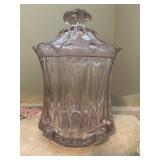 Vintage pink candy jar or canister 9 inches