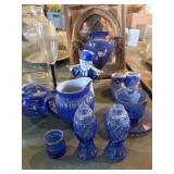 Vintage cobalt blue vase etc