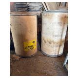 3 cardboard barrels with metal rims