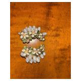Vintage Floral faux pearl clip on earrings,