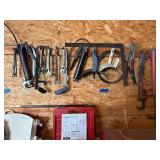 Wrenches, Tools on Wall and cabinet contents