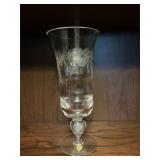 Vintage Floral Etched Crystal Vase