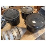 Vintage 3 granite enamel wear stock pots etc