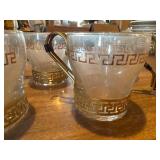 6 Vintage Libbey Gold Greek Key Glass Coffee cups