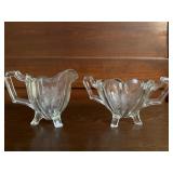 Vintage Indiana glass, footed  sugar & creamer