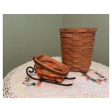 Longaberger mini sleigh and Medium Basket etc