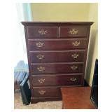 Cherry Stain Wooden 6 Drawer Dresser