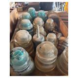 Vintage blue, clear insulators