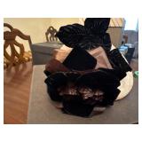 Vintage LeShow velvet floral and white pill box