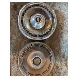 Vintage Cadillac and Dodge hubcaps