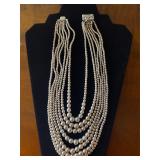 Vintage seven strand faux pearl necklace