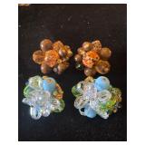 Vintage Vendôme blue and Amber cluster earrings