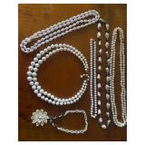 Vintage filigree floral,bead, shells necklace etc.