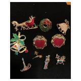 Vintage holiday brooches, and pins