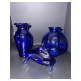 Vintage Cobalt Blue vases & figurine
