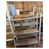 Vintage plastic shelf and two metal bookshelf