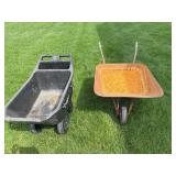 Shallow metal wheelbarrow, and  garden cart