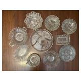 Vintage clear glass serving trays & dishes