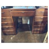 Vintage solid wood 11 drawer desk