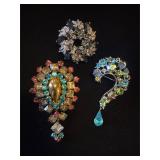 Vintage Lisner, rhinestone brooches