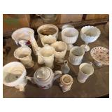 Vintage White milk glass, vases, planters etc