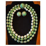 Vintage green necklace and earrings set
