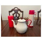 Vintage enamel Teapot, Vintage Alladin & Thermos