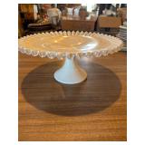 Vintage Fenton  Milk Glass Ruffled cake Stand