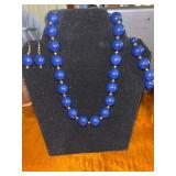 Vintage Blue Bead Jewelry Set