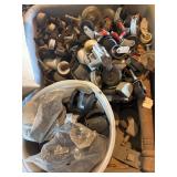 Vintage stove knobs, brackets,, plumbing, etc