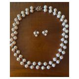 Vintage double strand necklace, and earring set