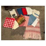 Vintage tablecloths, blankets etc